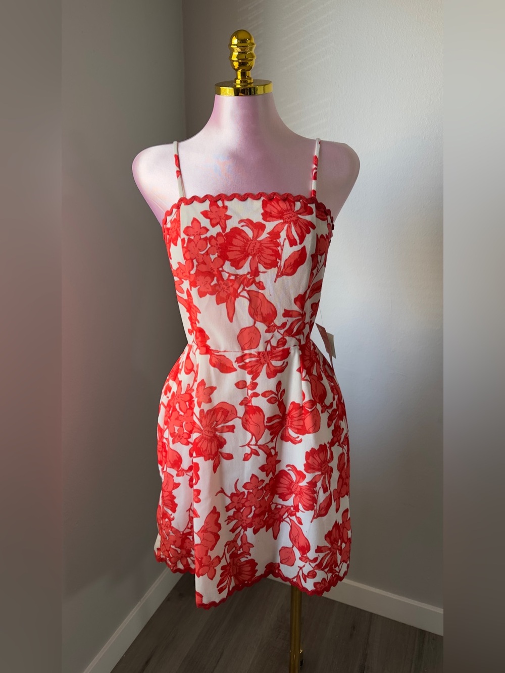 Sienna Sky White Dress with Red Floral Embroidery